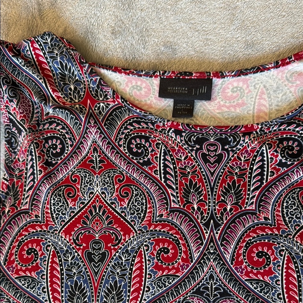 J. Jill Red and Black Wearever Tank Top Blouse
